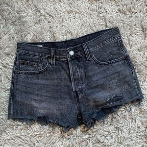 Levi Black Distressed Shorts